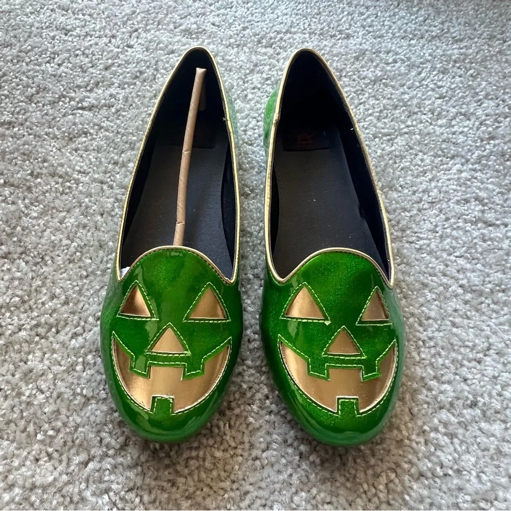 Strange Cvlt Lydia Jack Green Glitter/Gold Limited Edition Flats Loafers Size 10